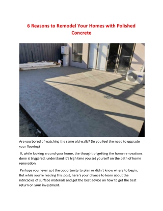 6 Reasons to Remodel Your Homes with Polished Concrete