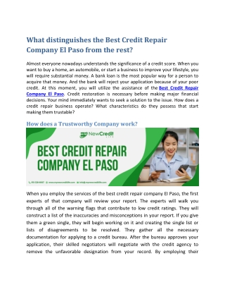 What distinguishes the Best Credit Repair Company El Paso from the rest-converted