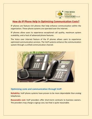 How do IP Phone Help in Optimizing Communication Costs?