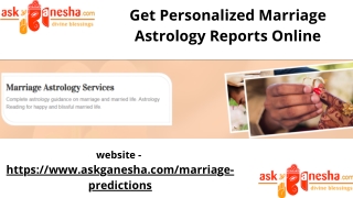 Marriage Astrology Reports Online