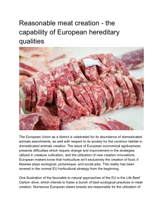Reasonable meat creation - the capability of European hereditary qualities