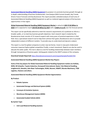 Automated Material Handling (AMH) Equipment Market