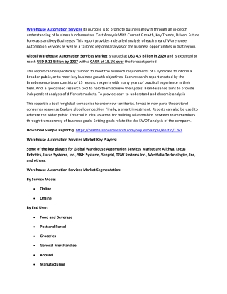 Warehouse Automation Services Market