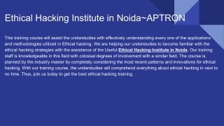 Ethical Hacking Institute in Noida