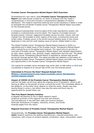 Advanced Report on Prostate Cancer Therapeutics Market Report Trend, Share