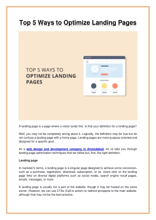 5 Tips to Optimize Landing Pages