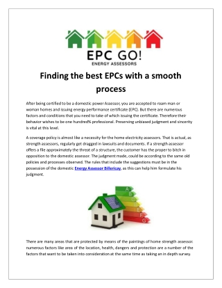 Finding the best EPCs with a smooth process