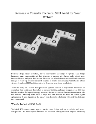 Reasons to Consider Technical SEO Audit for Your Website
