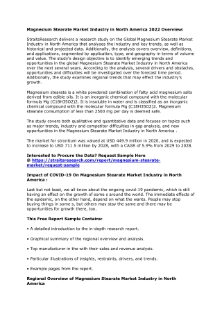 Magnesium Stearate Market Industry in North America is Thriving Worldwide