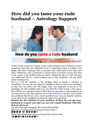 How did you tame your rude husband – Astrology Support (1)