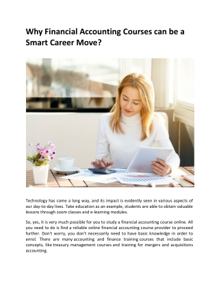 Why Financial Accounting Courses can be a Smart Career Move?