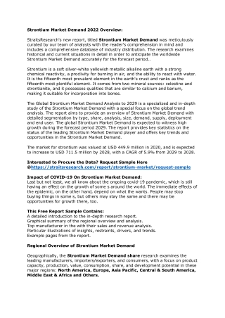 Progressive Demand in Strontium Market Demand 2022 Research Report Projection