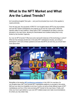 What Is the NFT Market and What Are the Latest Trends