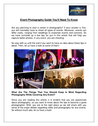 Event Photography Guide You'll Need To Know