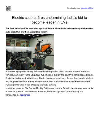 Electric scooter fires undermining India's bid to become leader in EVs