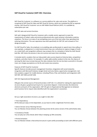 SAP C4C Training | SAP C4C Course | SAP C4C Overview