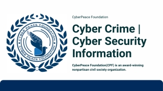 CyberPeace Foundation - Cyber Crime, Cyber Security Information