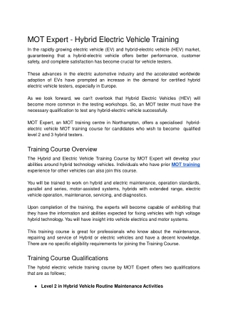 MOT Expert - Hybrid Electric Vehicle Training.docx