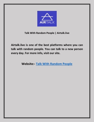Talk With Random People | Airtalk.live