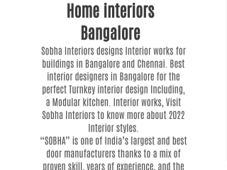 Home interiors Bangalore