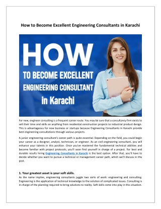 How to Become Excellent Engineering Consultants in Karachi