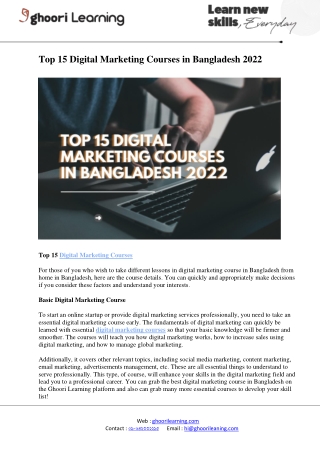 Top-15 Digital Marketing Courses in Bangladesh 2022