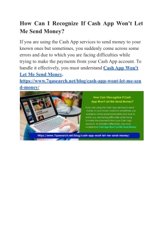 How Can I Recognize If Cash App Won't Let Me Send Money?