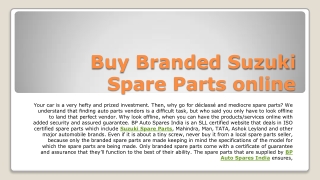Buy Branded Suzuki Spare Parts online