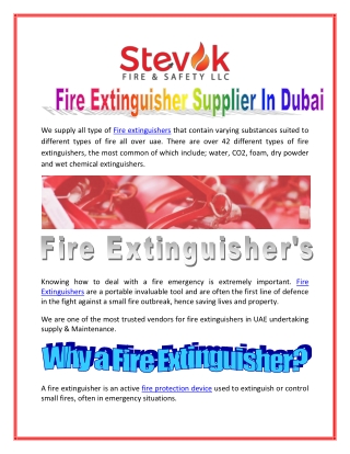 Fire Extinguisher Supplier In Dubai