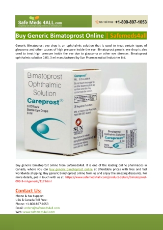 Buy Generic Bimatoprost Online