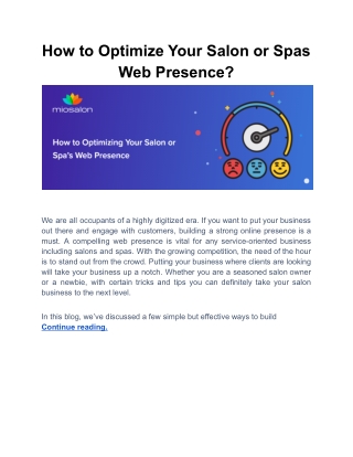 How to Optimize Your Salon or Spas Web Presence