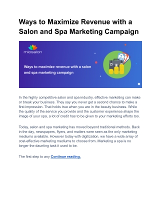 Ways to Maximize Revenue with a Salon and Spa Marketing Campaign