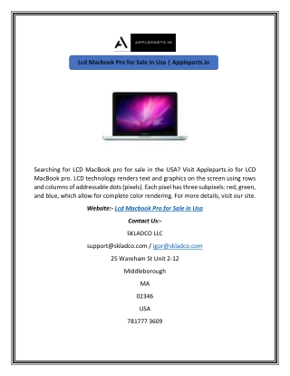 Lcd Macbook Pro for Sale in Usa | Appleparts.io