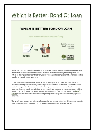 Which Is Better Bond Or Loan