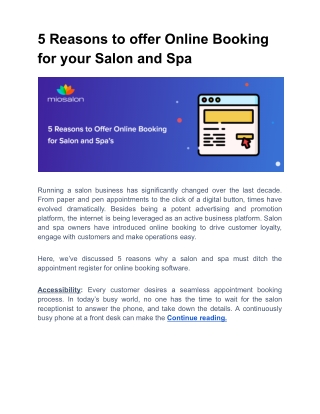 5 Reasons to offer Online Booking for your Salon and Spa