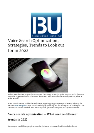 Voice Search Optimization, Strategies, Trends to Look out for in 2022