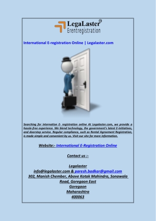 International E-registration Online Legalaster.com