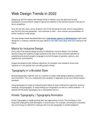 Web Design Trends in 2022