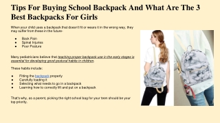 Tips For Buying School Backpack And What Are The 3 Best Backpacks For Girls