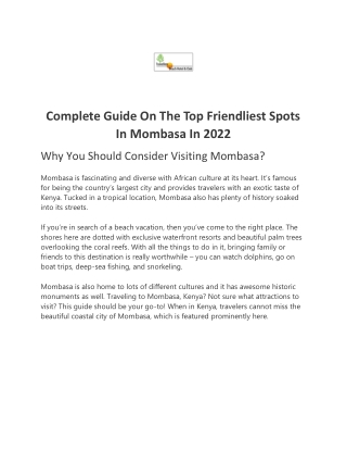 Complete Guide On The Top Friendliest Spots In Mombasa In 2022