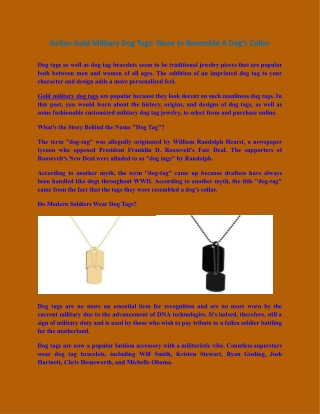 Italian Gold Military Dog Tags Wore to Resemble A Dog’s Collar