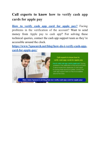 Call experts to know how to verify cash app cards for apple pay