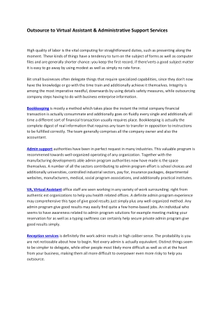 Outsource to Virtual Assistant & Administrative Support Services