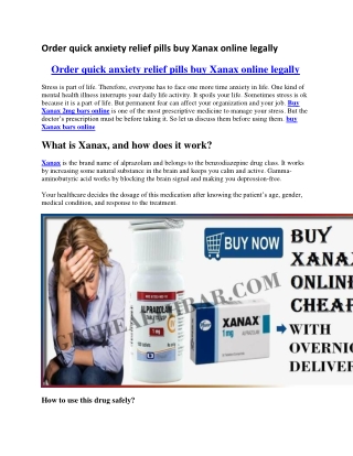 Order quick anxiety relief pills buy Xanax online legally
