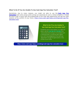 What To Do If You Are Unable To Use Cash App Fee Calculator Tool