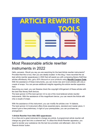 Most Reasonable article rewriter instruments in 2022