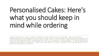 Personalised Cakes Here's what you should keep in mind while ordering