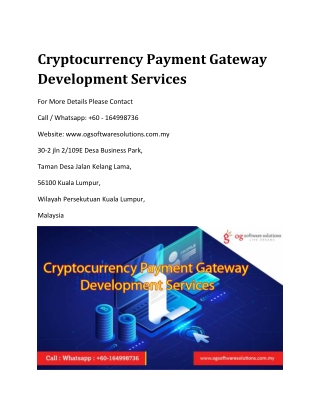 Cryptocurrency Payment Gateway Development Services