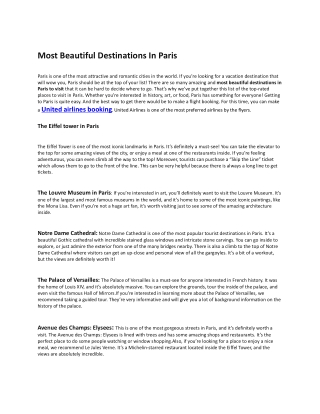 Most Beautiful Destinations In Paris