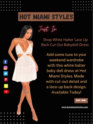 Shop White Halter Lace Up Back Cut Out Babydoll Dress